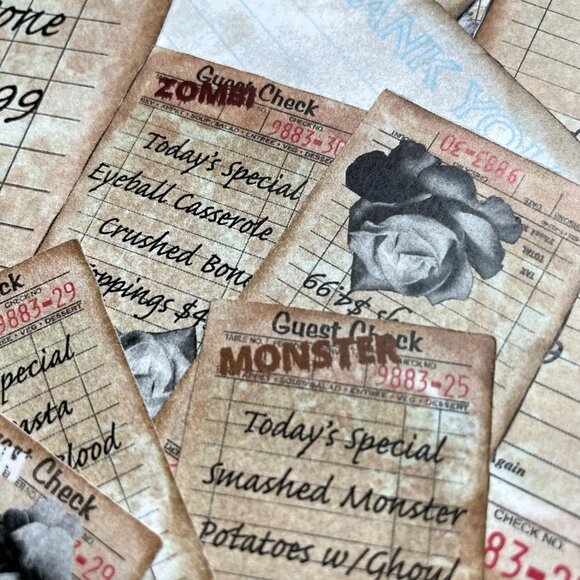30 Pc Halloween Haunted Scary Ghoul Guest Check Junk Journal Ephemera mq - Picture 9 of 9